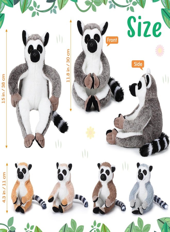 RoundFunny 5 Pcs Lemur Stuffed Animal Set Mommy Lemur Plush with 4 Cute Babies in Her Tummy Soft Cuddly Plush Toys for Boys Girls Birthday Gifts Baby Shower Woodland Party Decor - Image 2